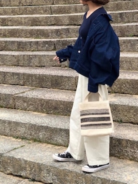 「Honeys」｜「アイテム（デニムジャケット）」を使った、canさん（レディース・156cm）の春コーディネート