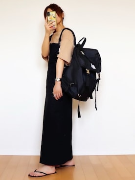 「ラフスタイル」｜「アイテム（サロペット/オーバーオール）」を使った、canさん（レディース・156cm）の夏コーディネート