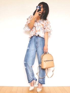 「シフォンブラウス」｜「アイテム（その他）」を使った、canさん（レディース・156cm）の夏コーディネート