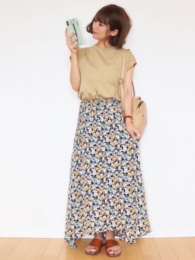「クルーネック」｜「アイテム（その他）」を使った、canさん（レディース・156cm）の夏コーディネート
