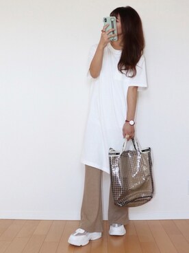 「アイテム（腕時計、ブラウン系）」を使った、canさん（レディース・156cm）の夏コーディネート