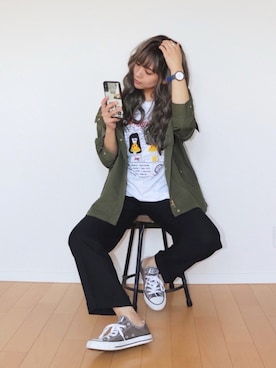 「アイテム（マウンテンパーカー）」を使った、canさん（レディース・156cm）の秋コーディネート