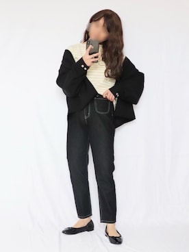 「ap retro（アプレトロ）のアイテム（ノーカラージャケット）」を使った、canさん（レディース・156cm）の春コーディネート