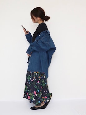 「ap retro（アプレトロ）のアイテム（デニムジャケット）」を使った、canさん（レディース・156cm）の春コーディネート