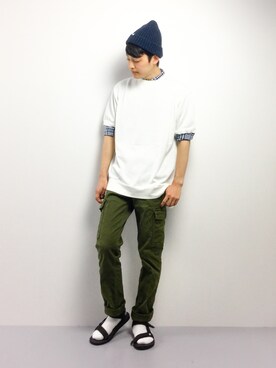 「Johnbull Private labo（ジョンブルプライベートラボ）のアイテム（カーゴパンツ）」を使った、togiさん（メンズ・170cm）の春コーディネート