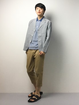 「アイテム（ポロシャツ、ブルー系）」を使った、togiさん（メンズ・170cm）の春コーディネート