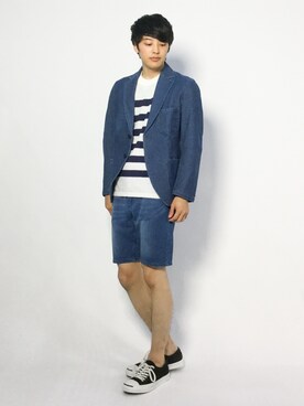 「SHIPS JET BLUE（シップスジェットブルー）のアイテム（ジャケット/アウター）」を使った、togiさん（メンズ・170cm）の夏コーディネート