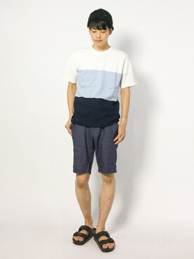 「SHIPS JET BLUE（シップスジェットブルー）のアイテム（Tシャツ/カットソー）」を使った、togiさん（メンズ・170cm）の夏コーディネート