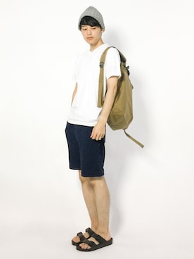 「半袖」｜「アイテム（バックパック/リュック）」を使った、togiさん（メンズ・170cm）の夏コーディネート