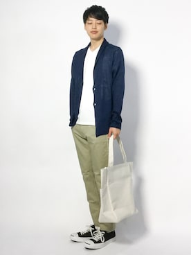 Beams リネン ショールカラー カーディガンを使ったメンズ人気ファッションコーディネート Wear