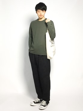 「CASPER JOHN AIVER（キャスパージョンアイバー）のアイテム（パンツ）」を使った、togiさん（メンズ・170cm）の秋コーディネート