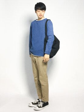 「STUDIOUS BLUE（ストゥディオスブルー）のアイテム（チノパンツ）」を使った、togiさん（メンズ・170cm）の秋コーディネート
