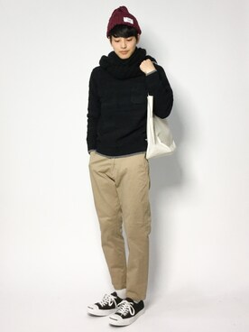 「クルーネックニット」｜togiさん（メンズ・170cm）の冬コーディネート