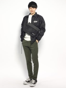 「クルーネックニット」｜「アイテム（ブルゾン）」を使った、togiさん（メンズ・170cm）の冬コーディネート