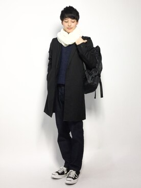 「NANO universe（ナノユニバース）のアイテム（チェスターコート）」を使った、togiさん（メンズ・170cm）の冬コーディネート