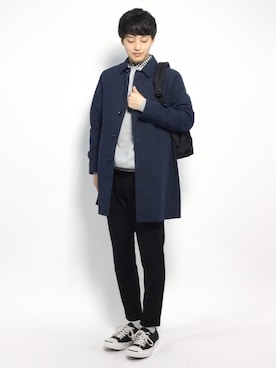 「Champion」｜「アイテム（ステンカラーコート）」を使った、togiさん（メンズ・170cm）の春コーディネート