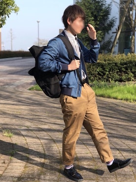 「EDWIN（エドウィン）のアイテム（ブルゾン）」を使った、せんちゃんさん（メンズ・176cm）の春コーディネート