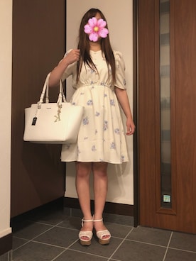 「& chouette（アンドシュエット）のアイテム（トートバッグ）」を使った、ぬっちさん（レディース・159cm）の夏コーディネート
