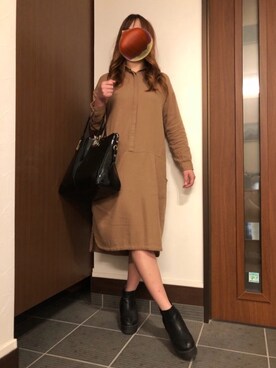 「アイテム（シャツワンピース）」を使った、ぬっちさん（レディース・159cm・10代）の秋コーディネート