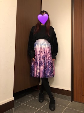 「プリントスカート」｜ぬっちさん（レディース・159cm・20代）の冬コーディネート