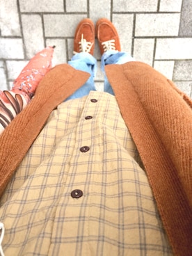 「POU DOU DOU（プードゥドゥ）の2枚衿ブラウス（シャツ/ブラウス、ベージュ系）」を使った、あかりんさん（レディース・150cm）の冬コーディネート
