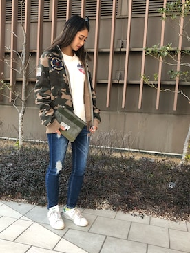 「カモフラージュ柄」｜チャンスミさん（レディース・165cm）の春コーディネート