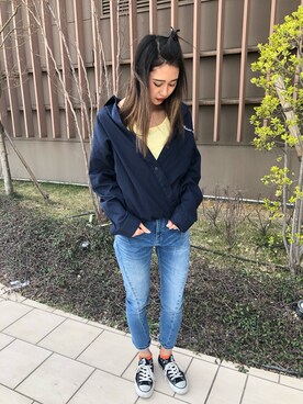 「テラスモール湘南」｜「アイテム（デニムパンツ）」を使った、チャンスミさん（レディース・165cm）の春コーディネート