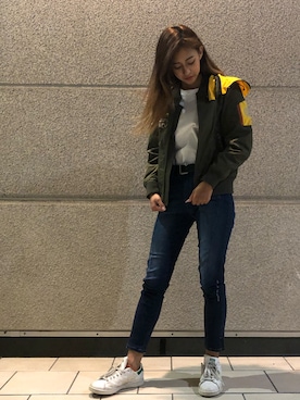 「テラスモール湘南」｜「アイテム（デニムパンツ）」を使った、チャンスミさん（レディース・165cm）の秋コーディネート