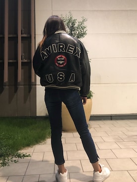 「テラスモール湘南」｜「アイテム（デニムパンツ）」を使った、チャンスミさん（レディース・165cm）の秋コーディネート