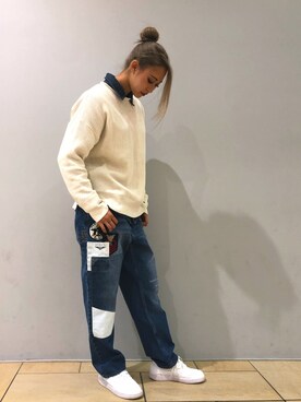「テラスモール湘南」｜「アイテム（デニムパンツ）」を使った、チャンスミさん（レディース・165cm）の冬コーディネート