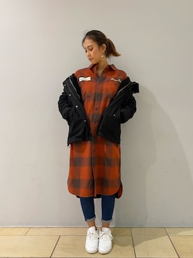 「テラスモール湘南」｜「アイテム（シャツワンピース）」を使った、チャンスミさん（レディース・165cm）の秋コーディネート
