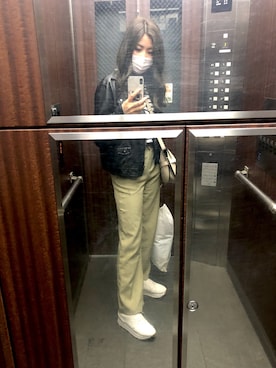 「ライダースコーデ」｜「アイテム（スラックス）」を使った、Mさん（レディース・158cm）の春コーディネート