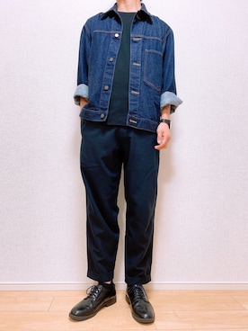 「グラミチ」｜「アイテム（デニムジャケット）」を使った、No-Muさん（メンズ・170cm）の春コーディネート