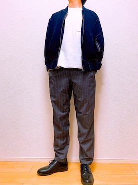 「HARE（ハレ）のアイテム（MA-1）」を使った、No-Muさん（メンズ・170cm）の春コーディネート