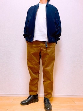 「HARE（ハレ）のアイテム（MA-1）」を使った、No-Muさん（メンズ・170cm）の春コーディネート
