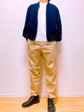 「HARE（ハレ）のアイテム（MA-1）」を使った、No-Muさん（メンズ・170cm）の春コーディネート