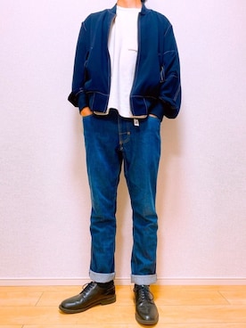 「HARE（ハレ）のアイテム（MA-1）」を使った、No-Muさん（メンズ・170cm）の春コーディネート