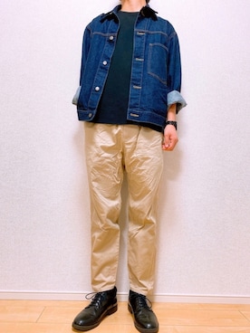 「グラミチ」｜「アイテム（デニムジャケット）」を使った、No-Muさん（メンズ・170cm）の春コーディネート