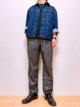 「グラミチ別注」｜「アイテム（デニムジャケット）」を使った、No-Muさん（メンズ・170cm）の春コーディネート