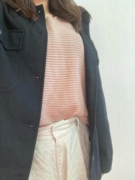 「UNIQLO（ユニクロ）のベルテッドリネンコットンワイドストレートパンツ(丈標準66～68cm）（その他パンツ）」を使った、nico¨̮さん（レディース・168cm）の秋コーディネート