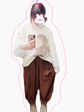 「ゆるゆる」｜「アイテム（スウェット）」を使った、りさん（レディース・153cm）の秋コーディネート