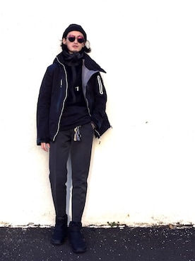 「MofM(manofmoods)（マンオブムーズ）のアイテム」を使った、君嶋麻耶さん（メンズ・176cm）の冬コーディネート