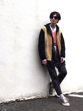 「SINDEE（シンディー）のアイテム（その他アウター）」を使った、君嶋麻耶さん（メンズ・176cm）の春コーディネート