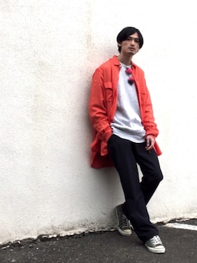 「PRADA（プラダ）のアイテム（パンツ）」を使った、君嶋麻耶さん（メンズ・176cm）の春コーディネート