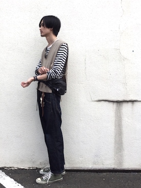 「Levi's RED（リーバイスレッド）のアイテム」を使った、君嶋麻耶さん（メンズ・176cm）の春コーディネート