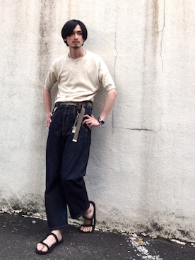 「JOHN SMEDLEY（ジョンスメドレー）のアイテム（トップス）」を使った、君嶋麻耶さん（メンズ・176cm）の夏コーディネート