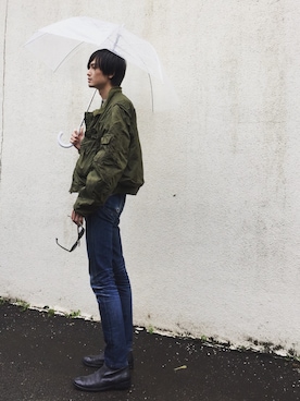「Martin Margiela」｜「アイテム（ミリタリージャケット）」を使った、君嶋麻耶さん（メンズ・176cm）の秋コーディネート