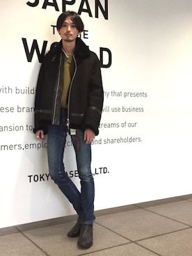 「Martin Margiela」｜「アイテム（ブルゾン）」を使った、君嶋麻耶さん（メンズ・176cm）の秋コーディネート
