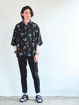 「tk.TAKEO KIKUCHI（ティーケータケオキクチ）のアイテム（サンダル）」を使った、君嶋麻耶さん（メンズ・176cm）の春コーディネート