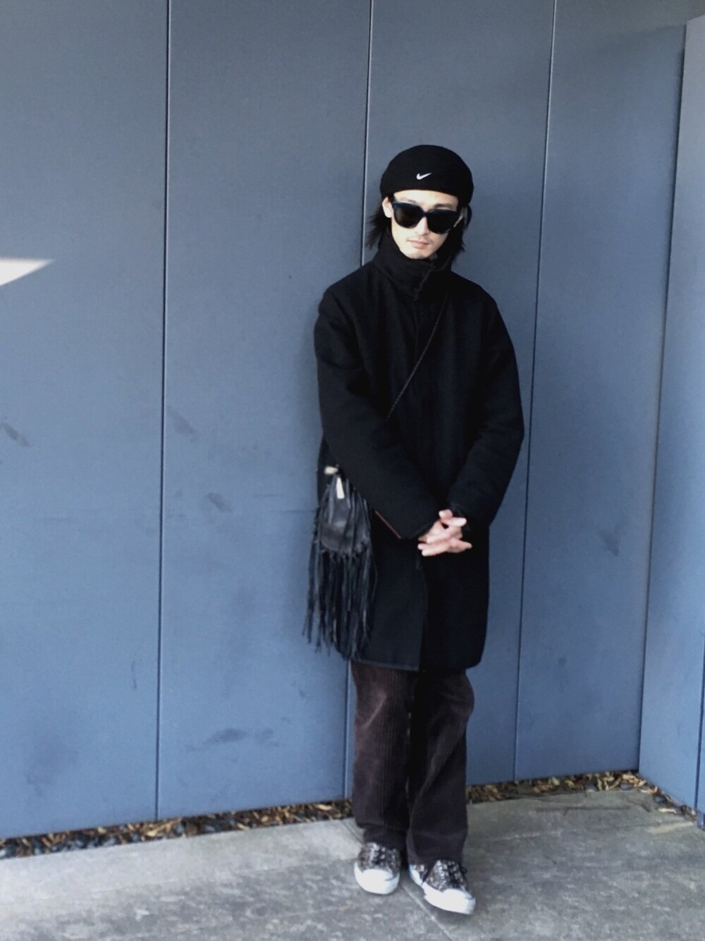 「PRADA、黒、PRADA SPORT、vintage、古着」｜「PRADAのアイテム（その他アウター、ブラック系）」を使った、君嶋麻耶さん（メンズ・176cm）の冬コーディネートの1枚目の写真